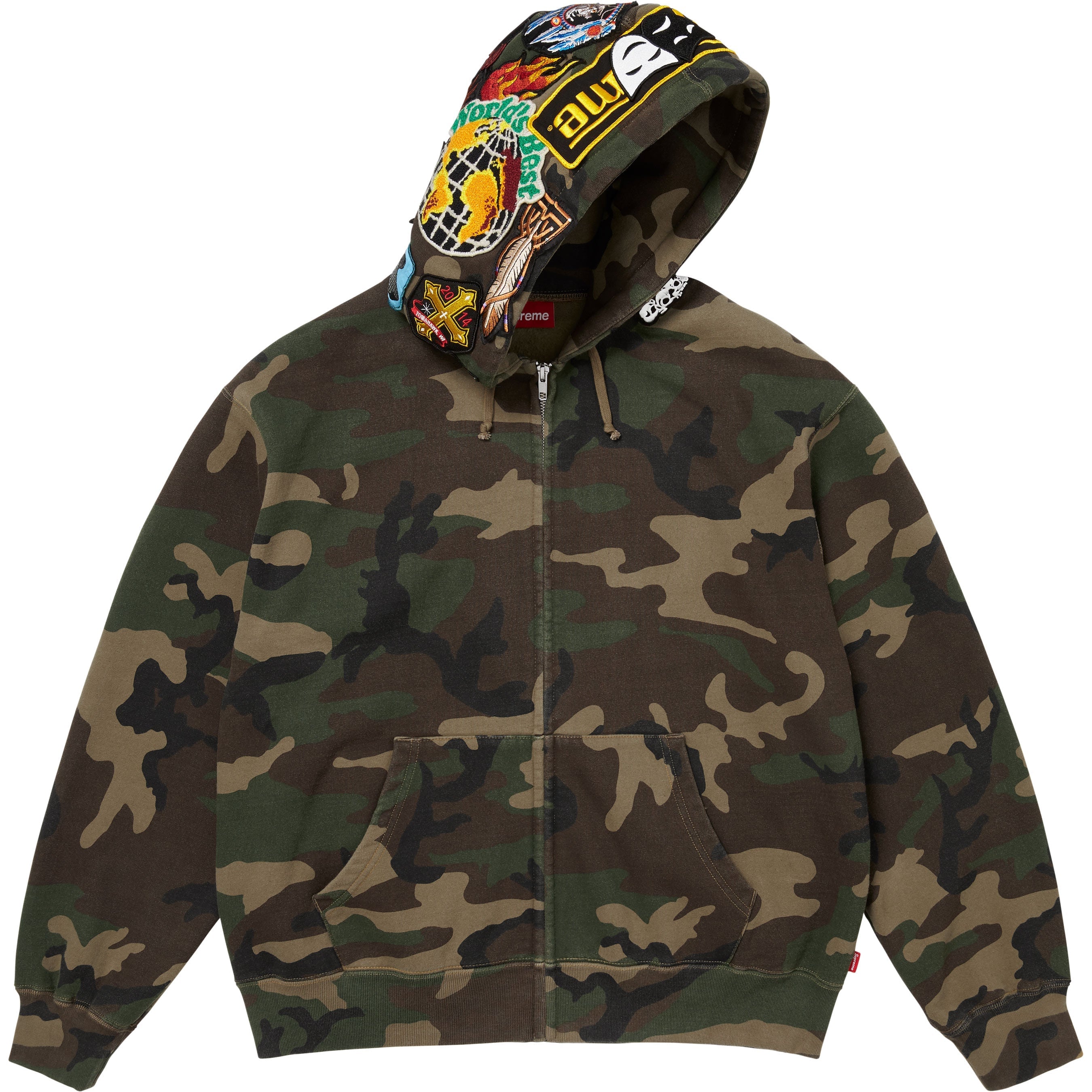Patches Zip Up Hooded Sweatshirt view 3